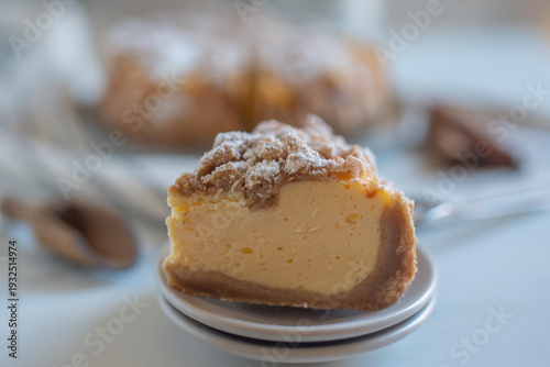 Wallpaper Mural piece of caramel cheesecake with cinnamon sticks Torontodigital.ca