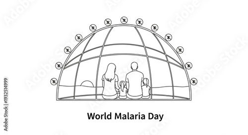 Family Looking at Ferris Wheel at Sunset, World Malaria Day Concept