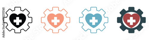 Medicare icon set multiple style collection featuring healthcare symbols, medical insurance concepts, patient care elements
