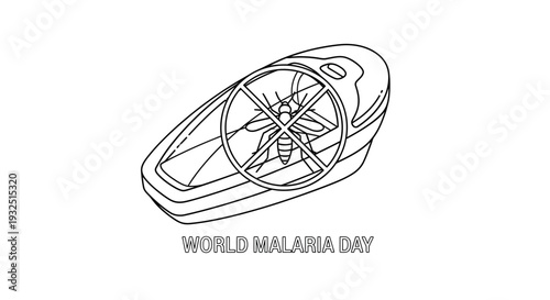 Mosquito Repellent Device with Crossed-Out Mosquito Symbol for World Malaria Day