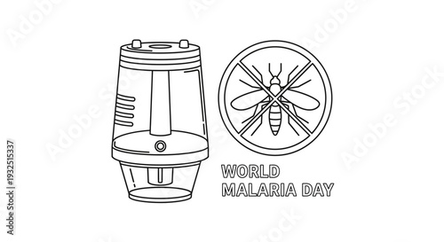 Mosquito Killer Lamp and No Mosquitoes Sign, World Malaria Day