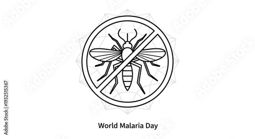 No Mosquito Sign, World Malaria Day Icon, Insect Control, Health Awareness