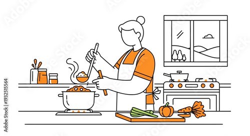 Woman cooking healthy food in a kitchen, healthy meal preparation, home cooking