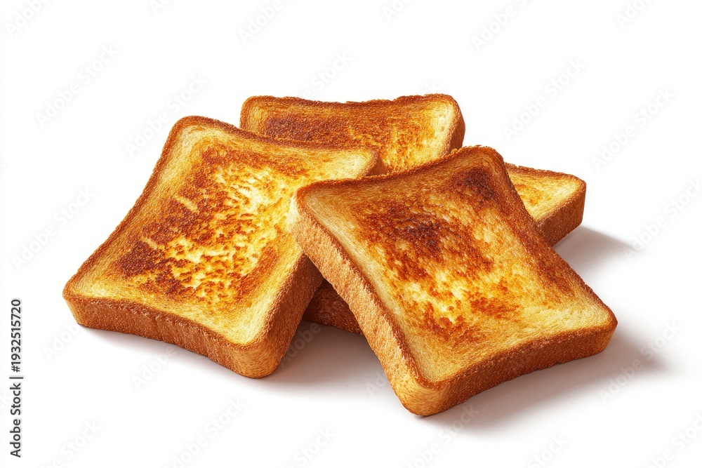 Fototapeta premium Toasted bread slices, golden brown, stacked (1)