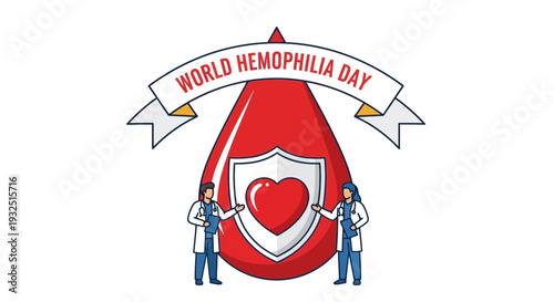 World Hemophilia Day Awareness Medical Concept with Doctors and Blood Drop