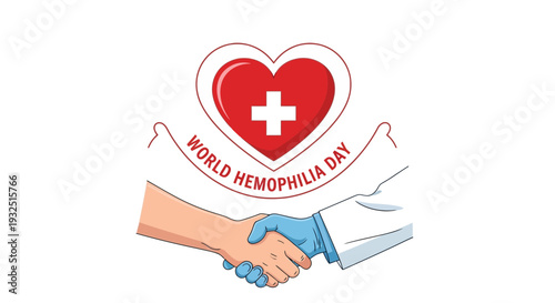 World Hemophilia Day Awareness Vector Graphic - Heart, Cross, Handshake