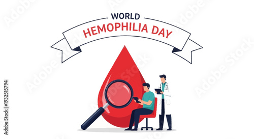 World Hemophilia Day Celebration with Doctor and Patient Examining Blood Drop