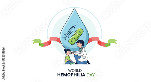 World Hemophilia Day: Doctor Patient Care, Syringe, Bandage, Blood Drop