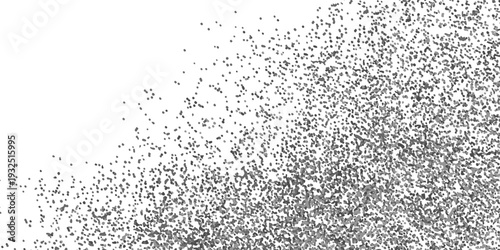 Grunge halftone gradient background. Faded grit noise texture. White and black sand wallpaper.