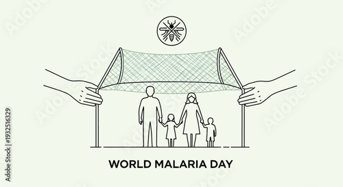 World Malaria Day: Family Protected Under Net from Mosquitoes