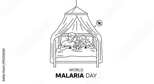 World Malaria Day Family Sleeping Under Mosquito Net