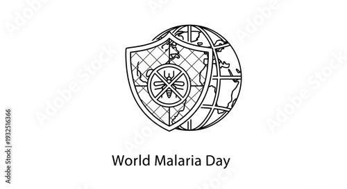 World Malaria Day Globe Shield Protection Mosquito Insect Vector Disease Prevention