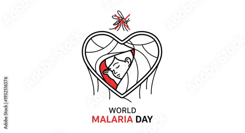 World Malaria Day Heart Symbol Protection Mosquito Repellent Vector Art