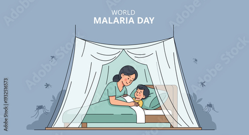 World Malaria Day: Mother cares for sick child under mosquito net