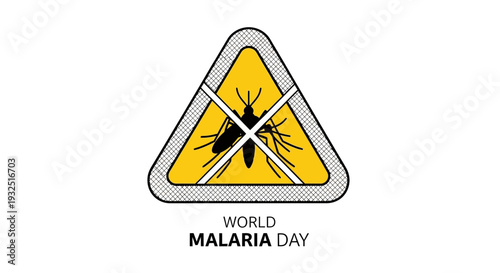 World Malaria Day Warning Sign with Mosquito Icon