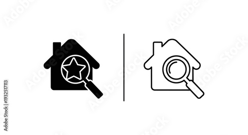 Magnifying glass house search icons Vector