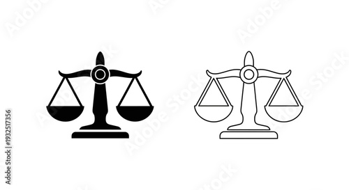 Balanced justice scales vector icons Vector