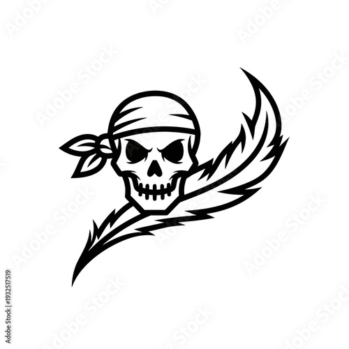 Pirate Skull with Feathered Quill