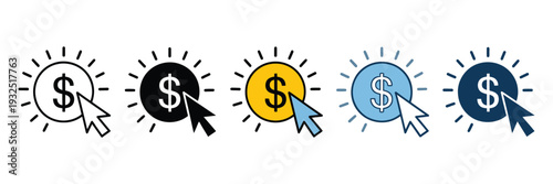 Pay per click icon element representing PPC marketing, online ad campaign concept, web traffic generation, digital business growth