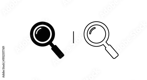 Magnifying glass comparison icon set Vector