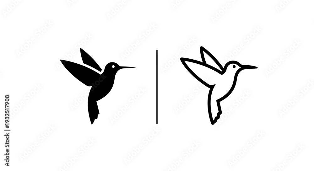Obraz premium Minimalist Hummingbird Icon Vector Set