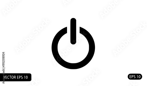 Black Power Button Icon Vector – Start and Shutdown Symbol