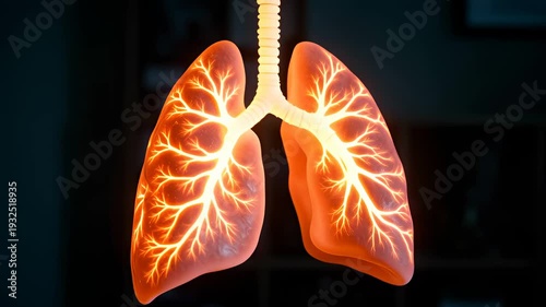 Lungs with Light Motif Representing Health and Vitality Concepts