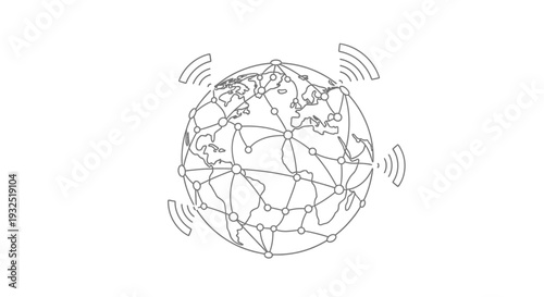 Globe with lines and signals around.