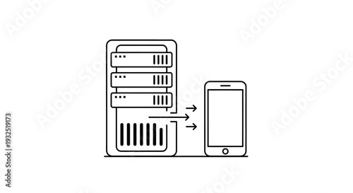 Smartphone Connecting to Server Tower.
