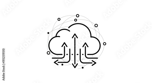 Cloud computing network diagram icon.