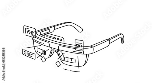 Detailed technical drawing of glasses.