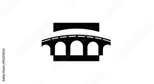 Simple black and white arched bridge icon illustration.