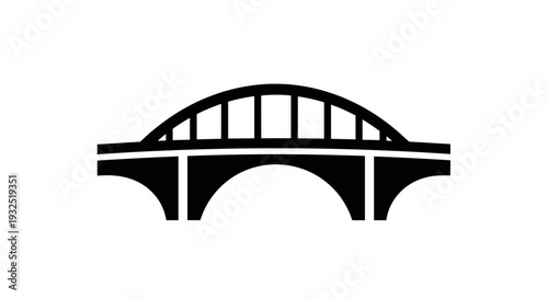 Simple black silhouette of an arched bridge icon.