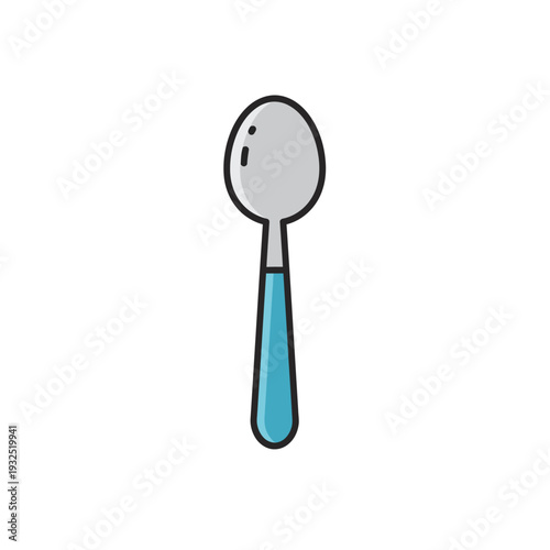 Blue Handled Spoon Flat Design Icon