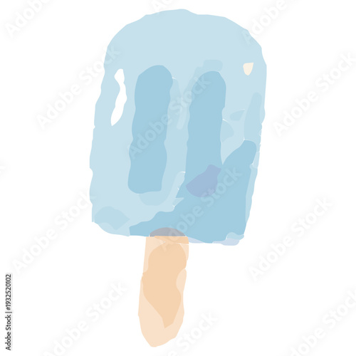 幼稚園・保育園向け 7月のやさしい水彩挿絵イラストシリーズ｜アイスキャンディ Watercolor Ice Pop Illustration for July