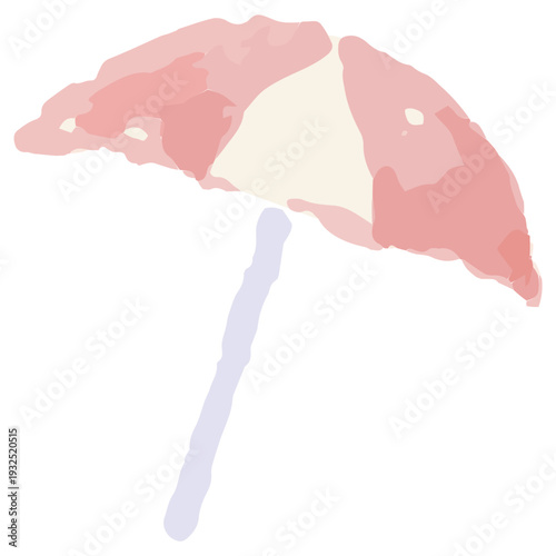 幼稚園・保育園向け 7月のやさしい水彩挿絵イラストシリーズ｜パラソル Summer Parasol Watercolor Illustration