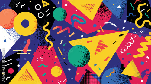 Wallpaper Mural Colorful Memphis Style Geometric Abstract Vector Background Torontodigital.ca