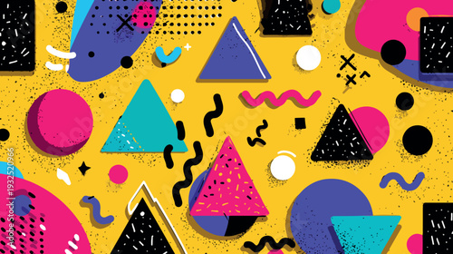 Wallpaper Mural Colorful Memphis Style Geometric Abstract Vector Background Torontodigital.ca