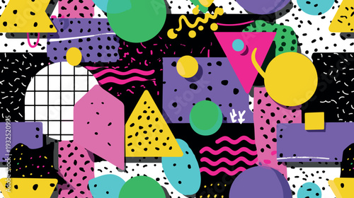 Wallpaper Mural Colorful Memphis Style Geometric Abstract Vector Background Torontodigital.ca