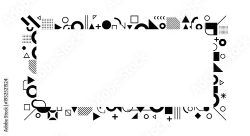 Geometric Shapes and Symbols Border Design.