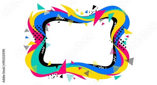 Colorful Abstract Swirling Shapes Frame Design.