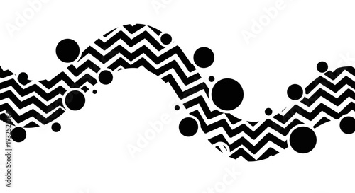 Black Chevron Pattern with Circles Design.