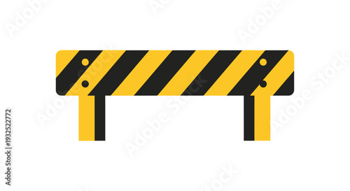 Construction Barrier With Yellow and Black Stripes.