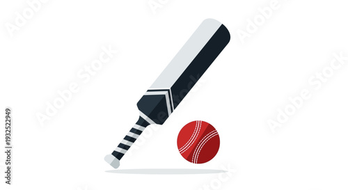Cricket Bat and Ball Sports Equipment Illustration.