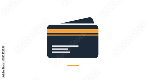 Credit Card Icon with Magnetic Stripe and Lines.