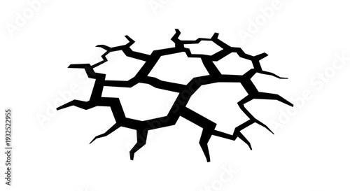 Cracked Ground Surface Abstract Pattern Illustration.
