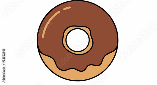 Delicious Chocolate Glazed Donut Isolated on White Background.