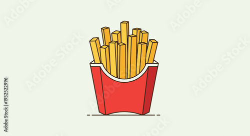 Crispy Golden French Fries in a Red Cardboard Container.