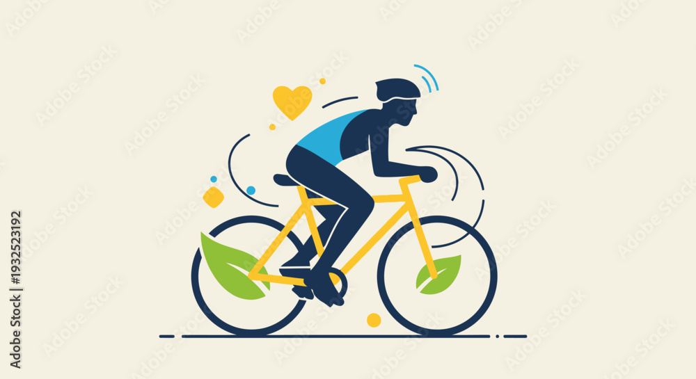 Naklejka premium Cyclist riding a bicycle with a healthy lifestyle theme.