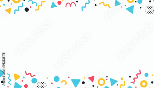 Colorful Geometric Shapes and Patterns Border Design.